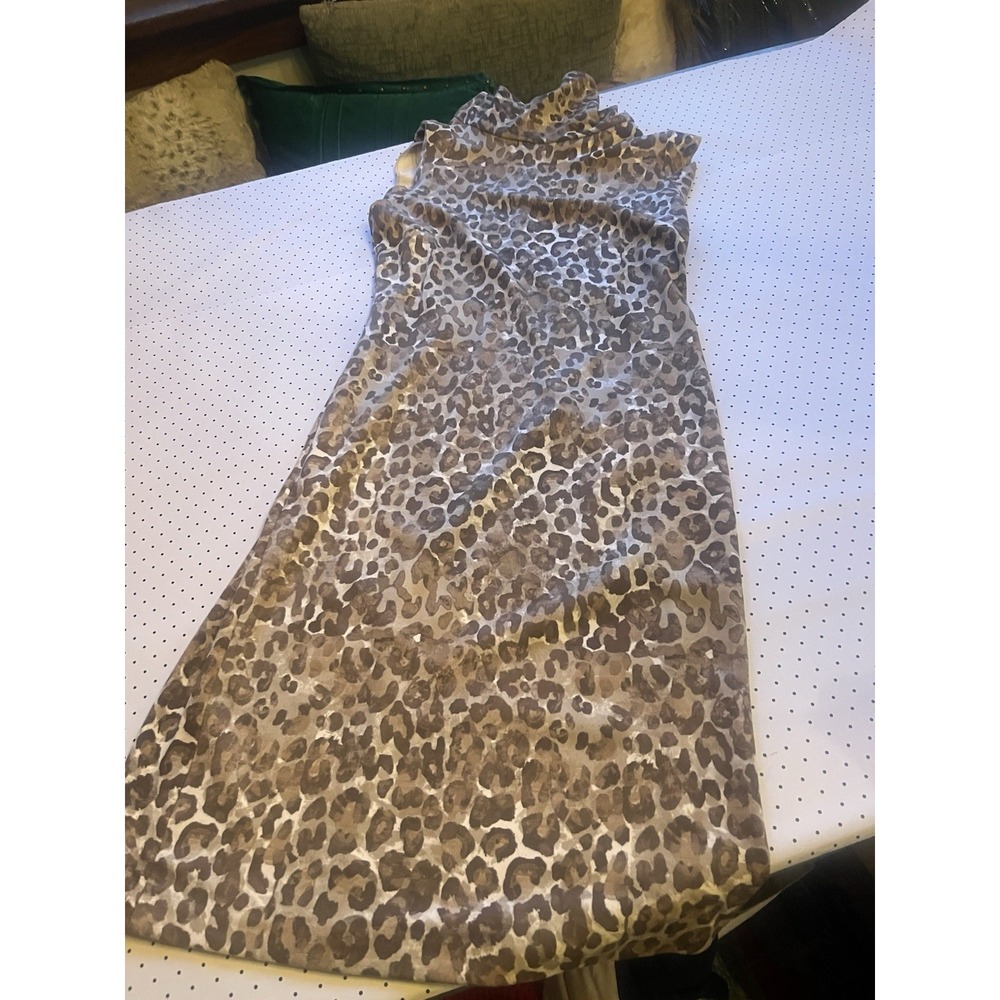 J. McLaughlin Womens All Over Leopard Print Cowl Neck Casual Shift Dress Small